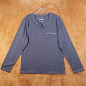 LUNYA Mens Sleep Shirt Small Gray Pullover RESTORE Long Sleeve Henley LAHGO